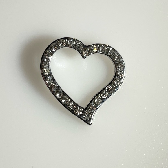 Silvertone Rhinestone Heart Pendant - Picture 1 of 15